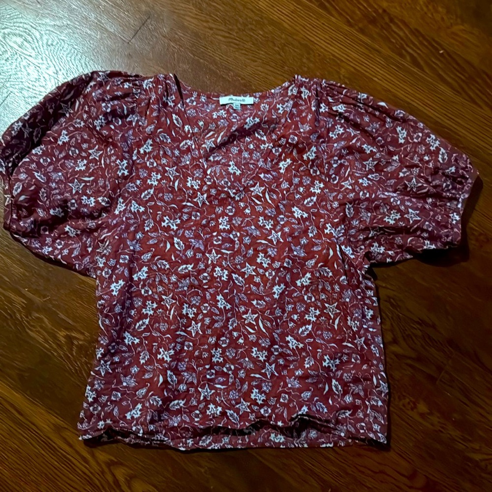Madewell cotton print blouse